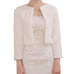 ZARUFT Womens Coat. Wedding Shawl 3/4 Long Sleeve Women Late Fall Winter Bridal Wrap Warm Fur Wrap Bridal Jacket Evening