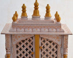 Jodhpur Handicrafts Beautiful Wooden Pooja Mandir for Home/Temple for Home and Office/Puja Mandir/Puja Stand/Pooja Mandapam with Led Spot Light (Brown_11.8 Inch X 17.7 Inch X 60 Inch)