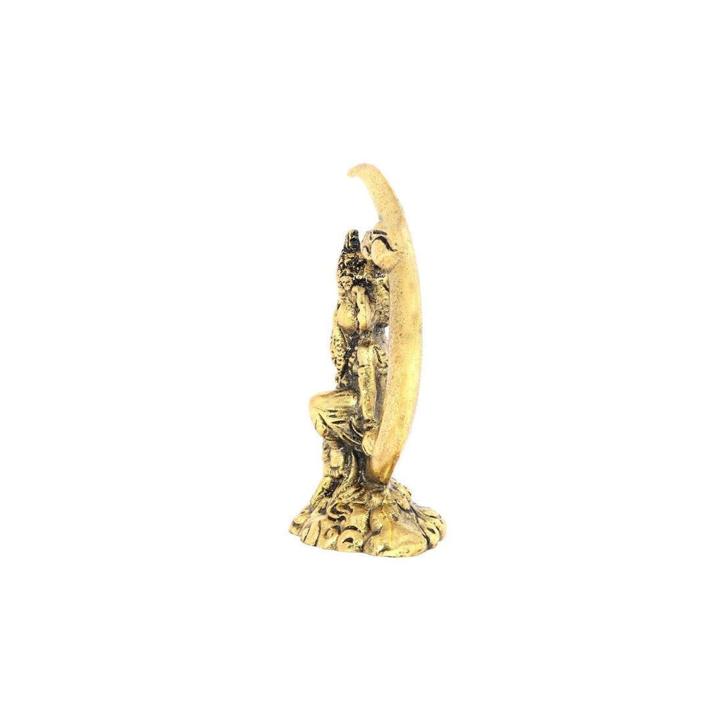 KridayKraft Lord Ganesha Sitting on Moon-Shaped Motif – Handcrafted Metal Ganpati Idol for Home Temple, Office Desk, Spiritual Décor & Auspicious Gifting on Festivals