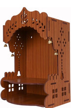Wooden Temple for Home – Wall Mounted Pooja Mandir | Decorative Prayer Shelf with Storage | Engineered MDF Wood | Compact 9x9x14 Inch (Style -1)