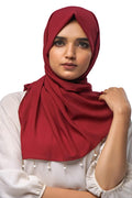 Urshia Georgette Hijab for Women - Pearl and Moti Latkan Design With Diamond Accents (Red)