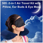 Purroch Advanced Memory Foam Neck Travel Pillow, Neck Pillow Airplane with Eye Mask & Ear Plugs, Designed for The Comfort of Travel & Office, Neck Pillow for Plane, Car, Home, Work, Dark Grey
