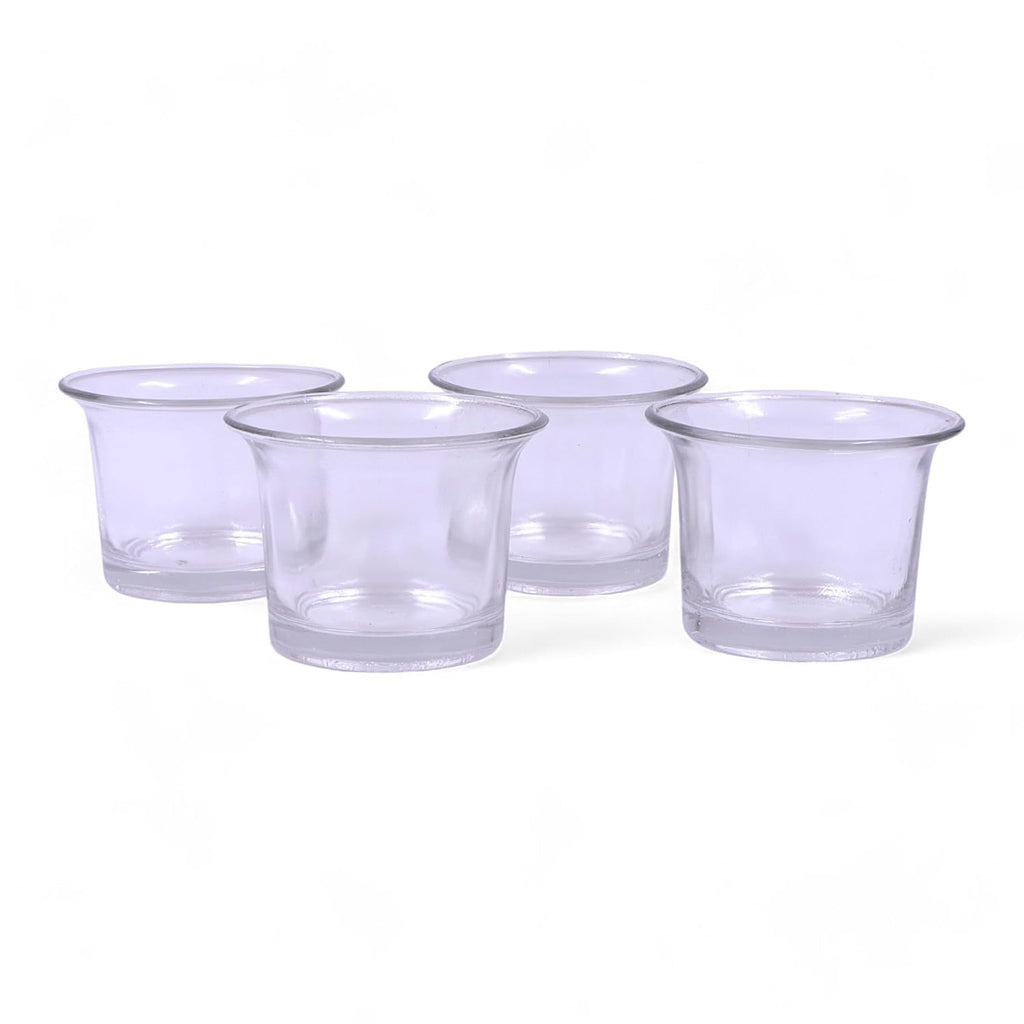 Tealight Glass Candle Holder|Clear Glass Tealight Candle Holder Perfect for Home Decor, Birthday, Wedding, Parties, Gifting|4.5 cm Diameter(Pack of 4, 4.5 cm Long Each)