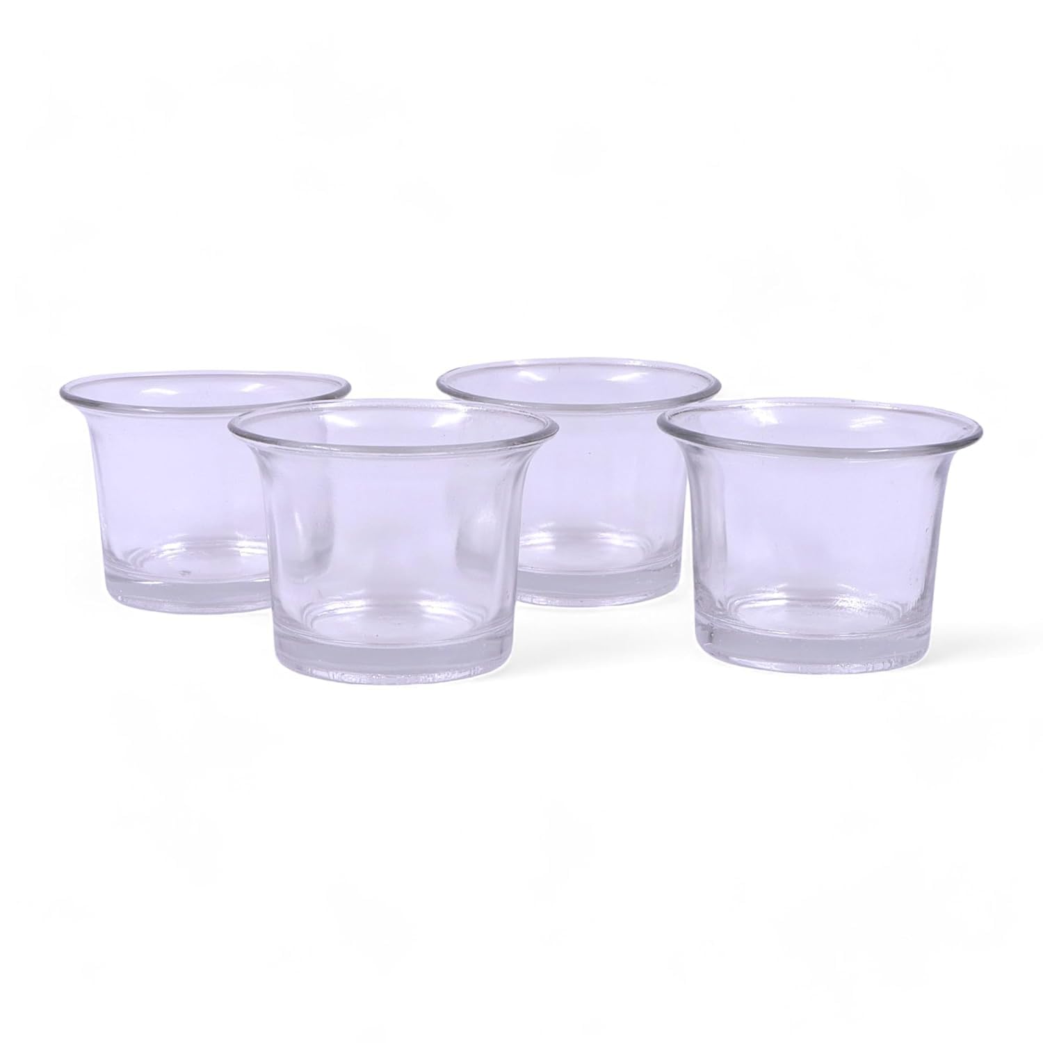 Tealight Glass Candle Holder|Clear Glass Tealight Candle Holder Perfect for Home Decor, Birthday, Wedding, Parties, Gifting|4.5 cm Diameter(Pack of 4, 4.5 cm Long Each)