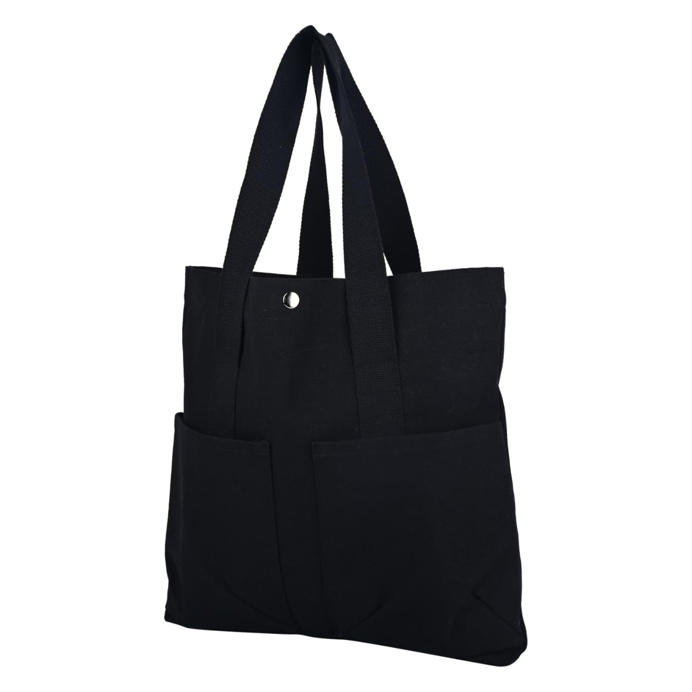 NECAVU Canvas Tote Bag for Women | Aesthetic Canvas College Bag for Girls with Inner & Outer Pockets | Cotton Utility Women Handbags for Shopping, Travel & Daily Use | Black