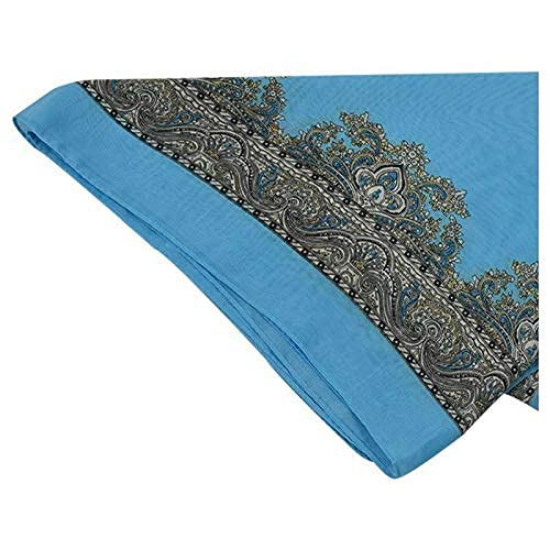 Ubersweet® Imported 2X(Cashew Chiffon Series Printing Button Shawl Blue G5E3)