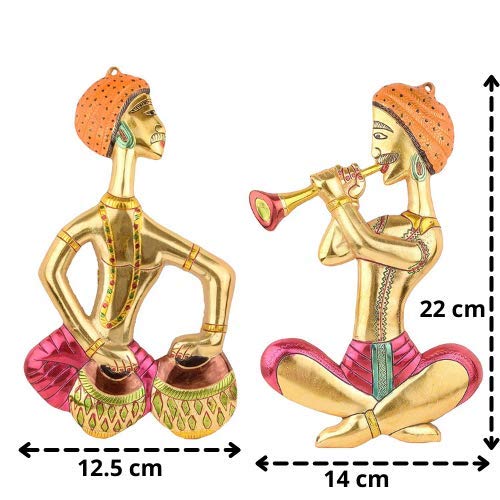 KridayKraft Metal Musical Man Set Multicolor Decor Your Home,Office Walls,Rajasthani Musicians showpiece Figurines, Gift Article...