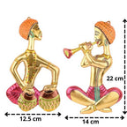 KridayKraft Metal Musical Man Set Multicolor Decor Your Home,Office Walls,Rajasthani Musicians showpiece Figurines, Gift Article...