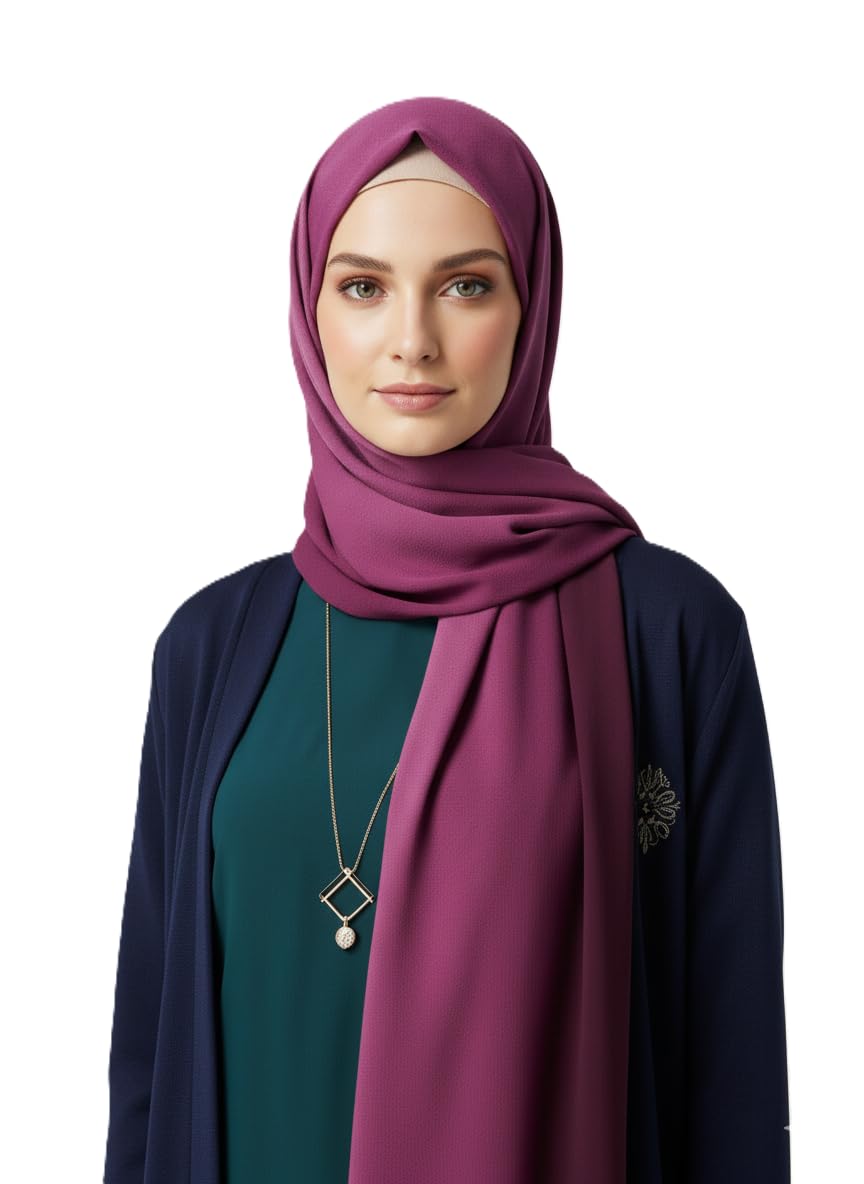 SAHIL SCARF Women Hijab Scarf 180x70cm Chiffon Georgette Lightweight Soft Fabric Easy to Drape with Burqah Abaya and Modest Dress