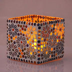 The Purple Tree Sqaure Mosaic Tealight Candle Holders (Pack of 2), Diwali Candle Holder, Mosaic tealight Holder, Diwali Gift,