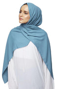 ICW GIRLS GEORGETTE SOLID PLAIN SCARF STOLES SHAWL HIJAB FOR WOMEN 85 X 180 CM (Pastel Blue)