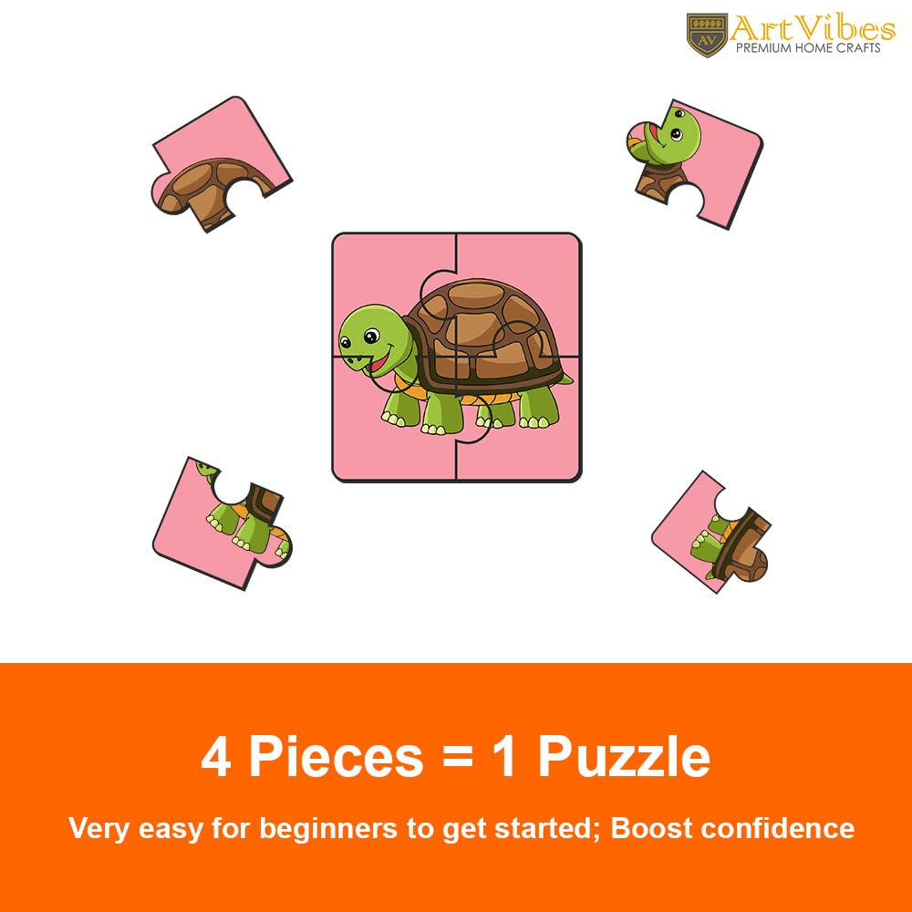 Artvibes Animals Wooden Jigsaw Puzzle Games for Children & Kids | Jigsaw Puzzles for Kids Age 2-5 | 4 Pieces Puzzles | Toddler's Wooden Puzzle (PZ_502NN), Set of 6