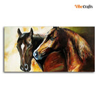 VIBECRAFTS A Pair of Horses Premium Canvas Wall Painting With Frame for Living Room Drawing Room Home|Office|Gift (PTVCH_2224N)