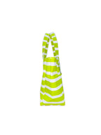 AQVA Striped Beach/Pool Cotton Tote Bag for Women with 4 Outer Pockets | Large Capacity | Stylish Multipurpose Handbag | Resuable Shoulder Bag for for Office, Travel, Beach & Work (Lime)