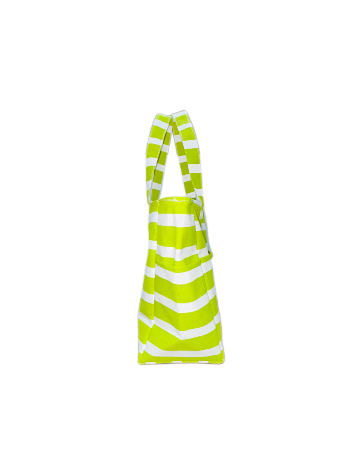 AQVA Striped Beach/Pool Cotton Tote Bag for Women with 4 Outer Pockets | Large Capacity | Stylish Multipurpose Handbag | Resuable Shoulder Bag for for Office, Travel, Beach & Work (Lime)