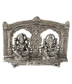 Prince Home Decor & Gifts White Metal Siver Plated Royal Laxmi Ganesh Mehrav Diya God Idol