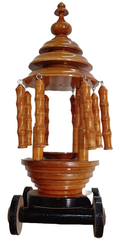 Thenkumari Miniature Chariot for Pooja Room & Home Decor Handcrafted Wooden Temple Car - Decorative Showpiece for Pooja & Home (18 X 18 X 42 CM)