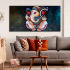 VIBECRAFTS Canvas Paintings for Living Room Drawing Room Shri Ganesha Canvas Wall Painting Fitted With Wooden Frame For Home | Office | Living Room | Gifts (PTVCH_2569)