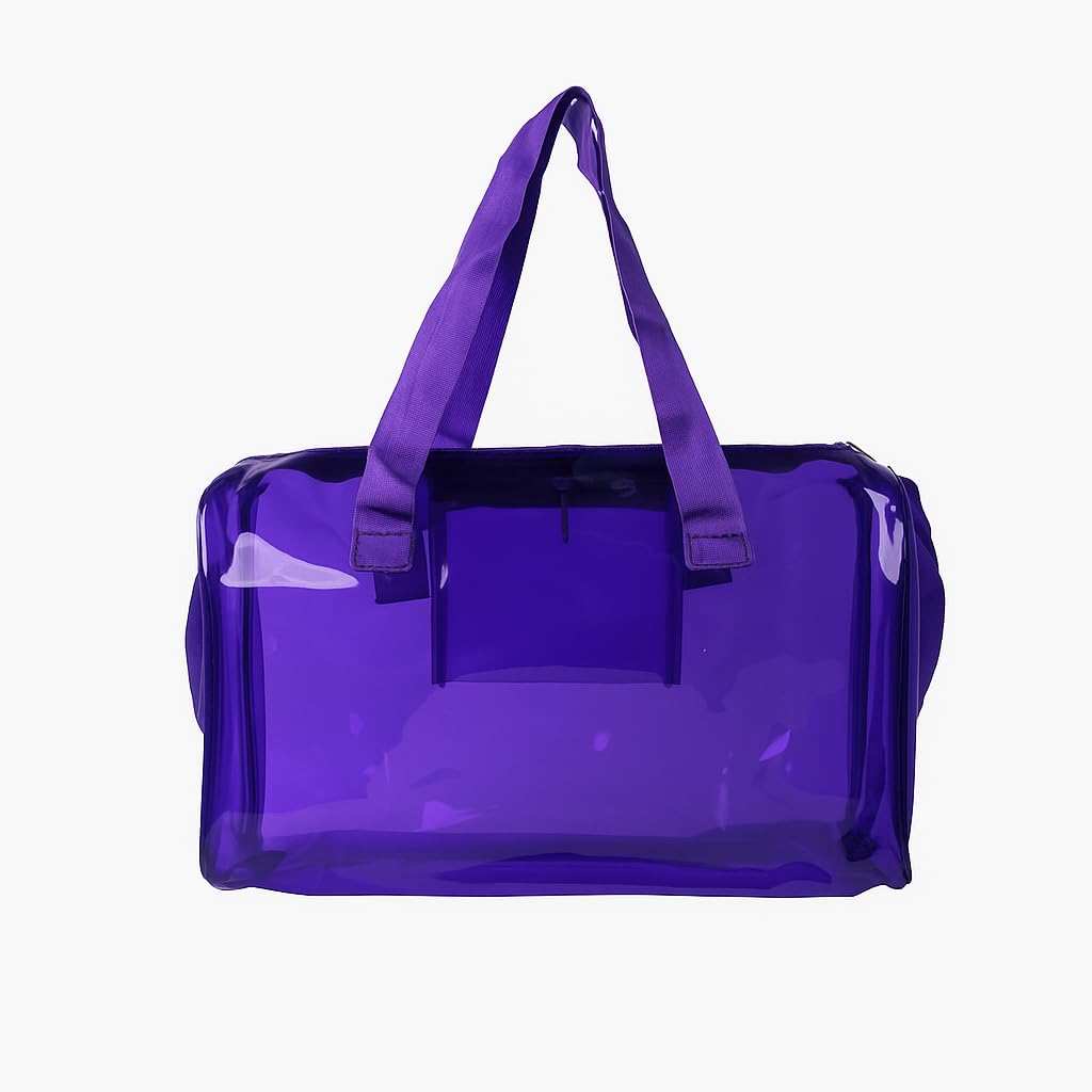 THE BLING GLOBAL Transparent PVC Duffle Bag For Kids,Jelly Shoulder Bag, Stylish Clear Handbag with Double Handles, for Rakhi Gift, Kids Bag for Rakhi Celebration, (Purple)