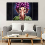 VIBECRAFTS Portrait of Ganesha Canvas Wall Painting of Five Pieces For Home|Office|Living Room|Gift (PTVC5Pcs4_8719)