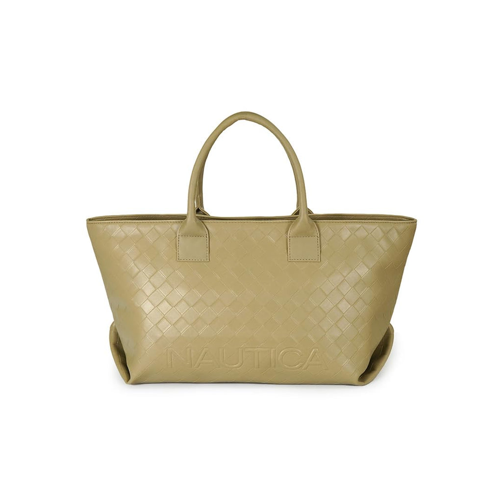 Nautica Women's Large Tote Bag | Durable PU with Quilted Design & Padded Grab Handles Ladies Shoulder Bag | Premium Spacious Handbag with Magnetic Closure for Girls | Beige