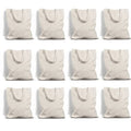 Wonder Shades Cotton Plain Canvas Shopping Tote Bag with Extra Strong Long Handle, Washable, Reusable and Ecofriendly (Pack of 12)