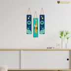 Artvibes Shri Krishna Wooden Wall Hanger for Home Decoation | Properity | Spiritual Decor Items | Handcrafted Art | Wall Poster | Artwork| Stylish Modern Decor Item | Gift Items (WH_8110N), Set of 3
