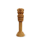 SHRIVIK ENTERPRISES Handcrafted Wooden Ashoka Pillar Showpiece | Ashoka Stambh National Emblem Statue for Home Office & Table Decor