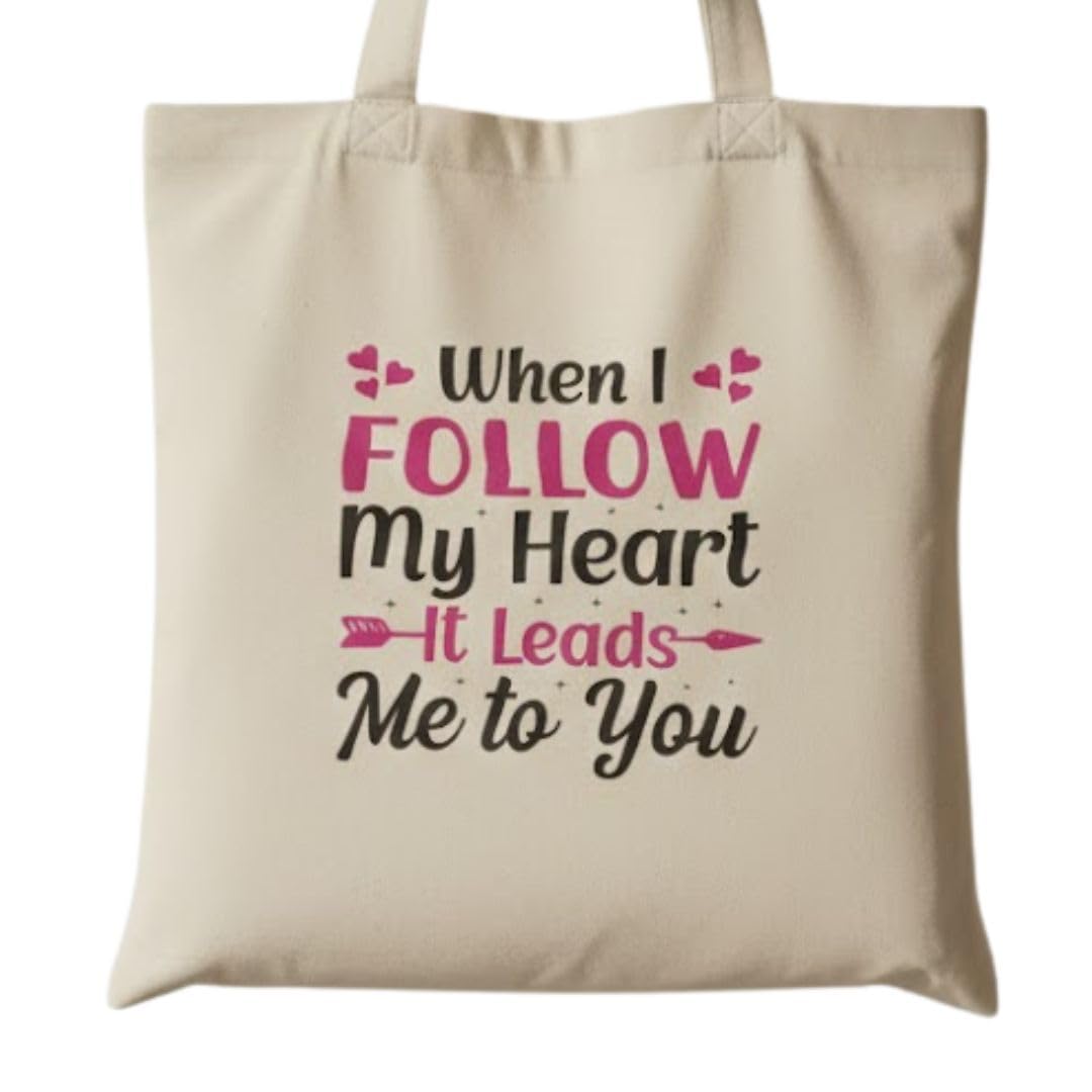 Reusable Cotton Fabric Romantic Quote Printed Tote Bag Ideal for Travel Shopping College & Office Use