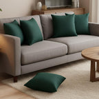STITCHNEST Quilted Velvet Cushion Covers Set of 5 | Soft Green | 18x18 Inches | Premium Sofa & Living Room Décor