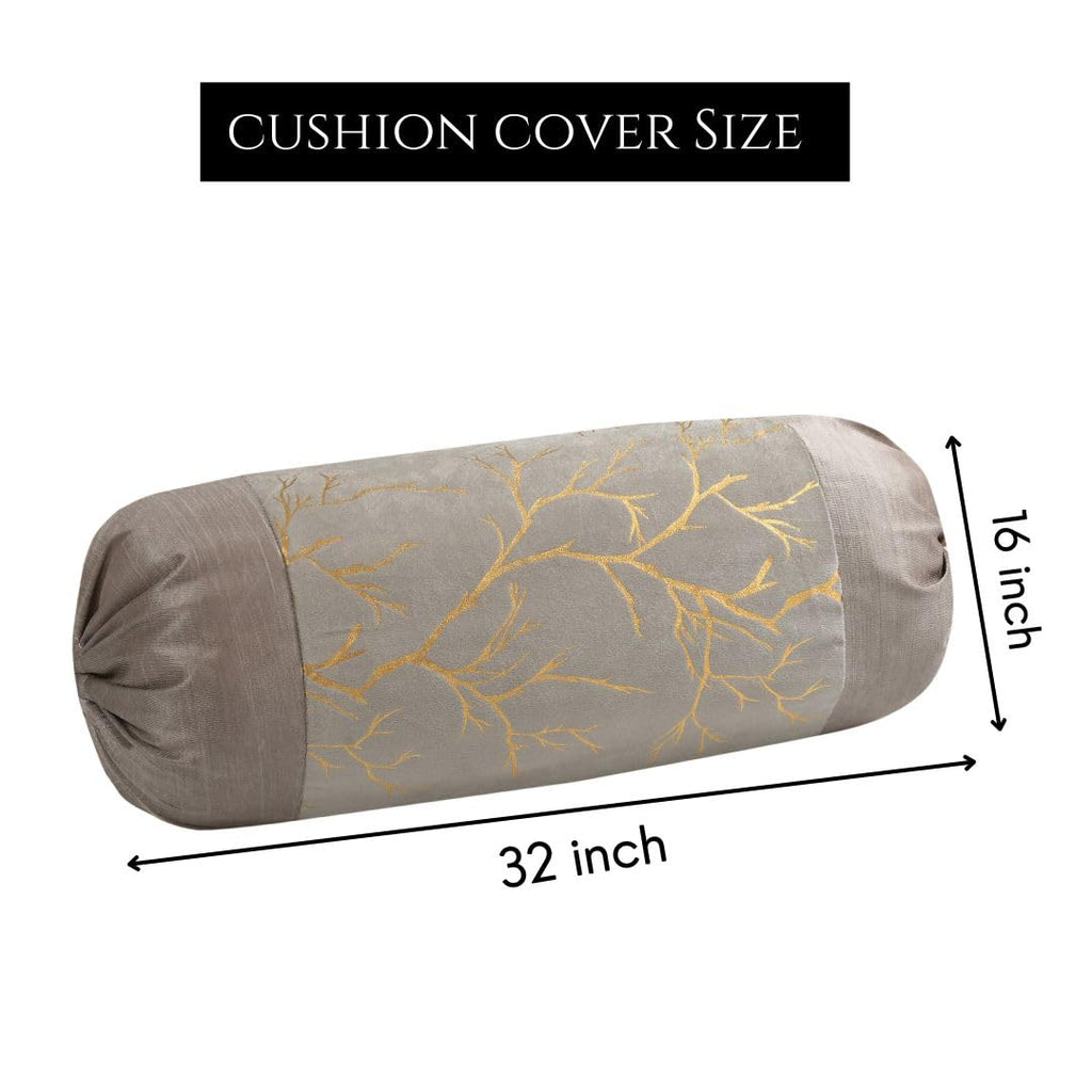 Stuffique Bolster Pillow Cover Set of 5, Round Cushion Cover - 16 x 32 inches, Grey
