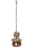 Artvarko Brass Peacock Deepam Deepak Diya Bell with Chain Wall Hanging for Home Decor Mandir Temple Puja Height 14 Inch Weight 1.1 Kg