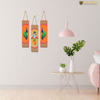 Artvibes Shri Krishna and Peacock Wall Hanging Home Decorative Wall Art for Living room | Spiritual Decor Items | Wall Illustrations | Artwork | Painting | Gift Items (WH_8106N), Set of 3