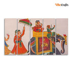 VIBECRAFTS Traditional Indian Miniature Art Wall Painting Set of Five For Home|Office|Living Room|Gift (PTVC5Pcs4_8617)