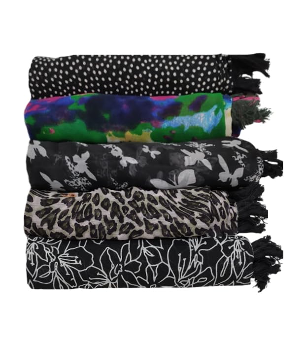 FLIHAUT Women’s Chiffon Georgette Printed Scarf/Stole Combo Pack of 5 | Lightweight Multipurpose Fashion Scarves for Casual, Office & Party (50x172 cm)