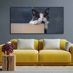 VIBECRAFTS Canvas Paintings for Living Room Drawing Room Beautiful Cat Peeping Over Ledge Wall Painting Fitted With Wooden Frame For Home | Office | Gift |(PTVCH_2306)