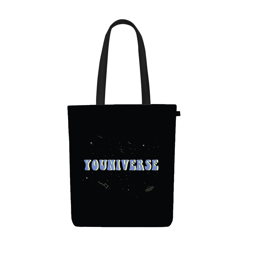 Eco Right Canvas Tote Bags for Women with Zip, College Bag for Girls, 100% Organic Cotton Tote Bag for Shopping, Travel & beach bags for women (Youniverse)