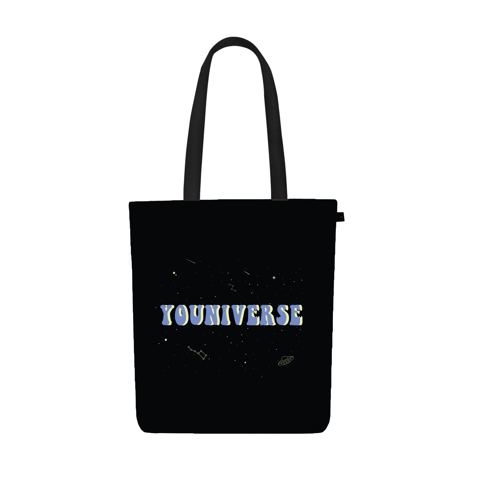 Eco Right Canvas Tote Bags for Women with Zip, College Bag for Girls, 100% Organic Cotton Tote Bag for Shopping, Travel & beach bags for women (Youniverse)