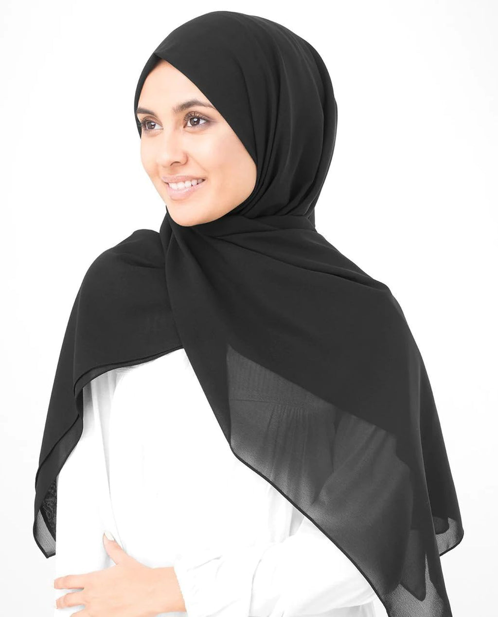 Premium Chiffon Hijab Head Scarf Shawl Wrap for Women (Balck and Purple)