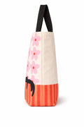 THE SACK CO. Large Canvas Tote Bag for Women, Tote Handbags for Women with Zipper & for College, Shopping, Office (tsc-Floral Cat new)