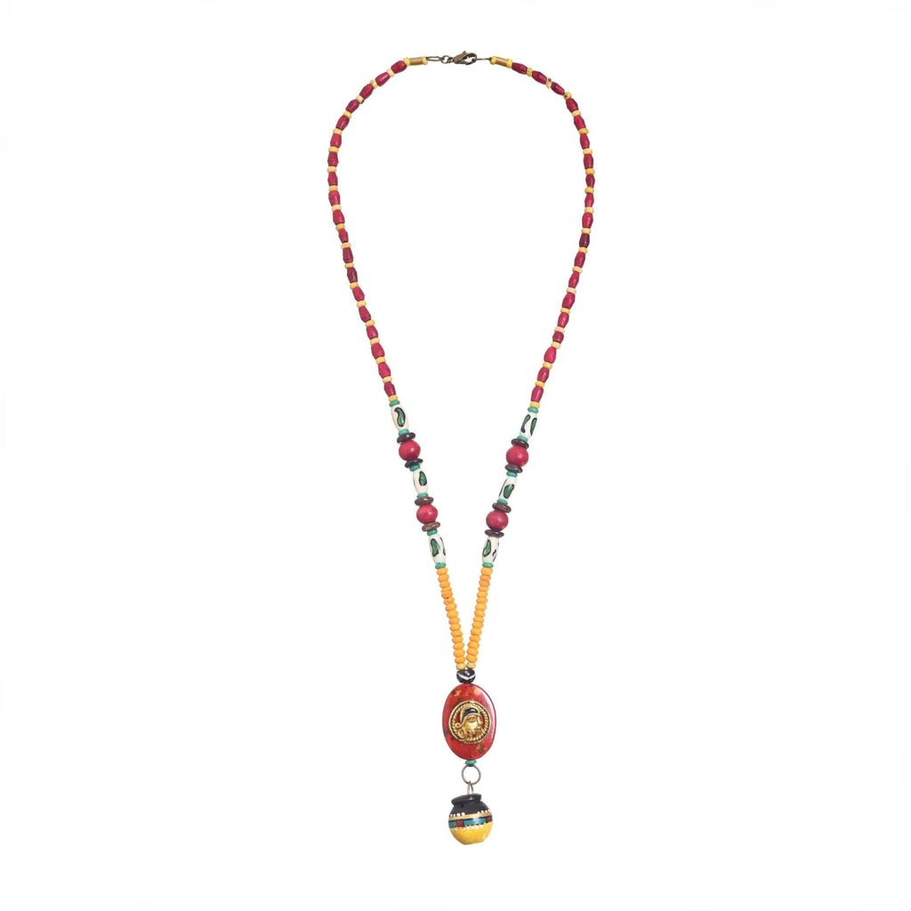 AAKRITI ART CREATIONS Carnival Colorburst Handcrafted Ethnic Necklace | Handmade Jewellery | Ethnic Matte Necklace for Women & Men | Gifts for Women