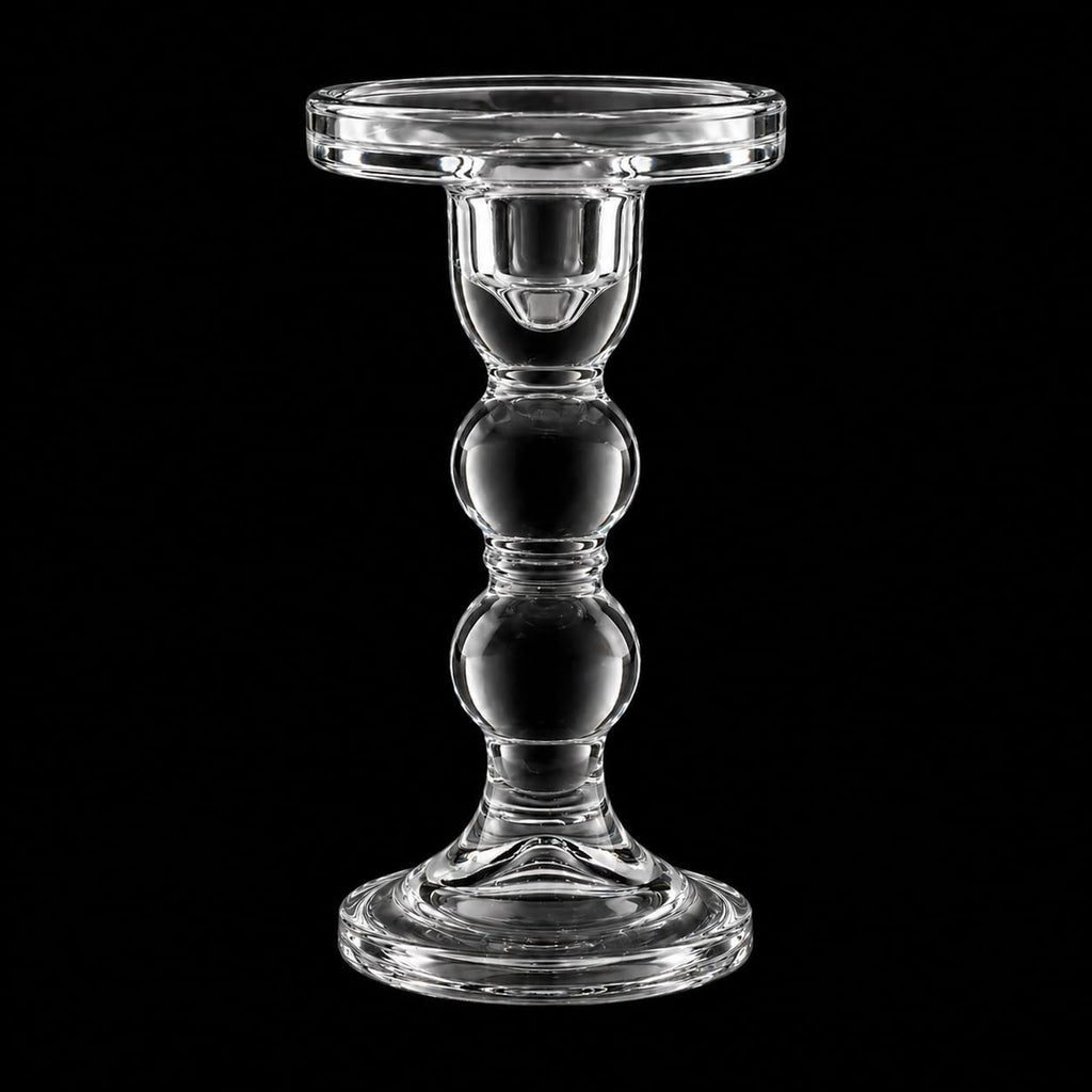 Elegant Glass Candle Holder Stand for Pillar & Taper Candles | Crystal Clear Decorative Candlestick Holder for Dining Table, Wedding, Home Décor, Diwali & Party Decoration