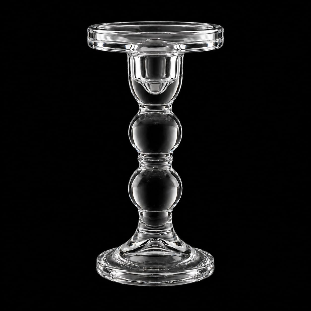 Elegant Glass Candle Holder Stand for Pillar & Taper Candles | Crystal Clear Decorative Candlestick Holder for Dining Table, Wedding, Home Décor, Diwali & Party Decoration