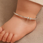 MOONPLUS Sterling Silver Baby Kada Anklet | Adjustable Payal for Girl and Boy Infant | Newborn Baby anklet | 0 to 6 month