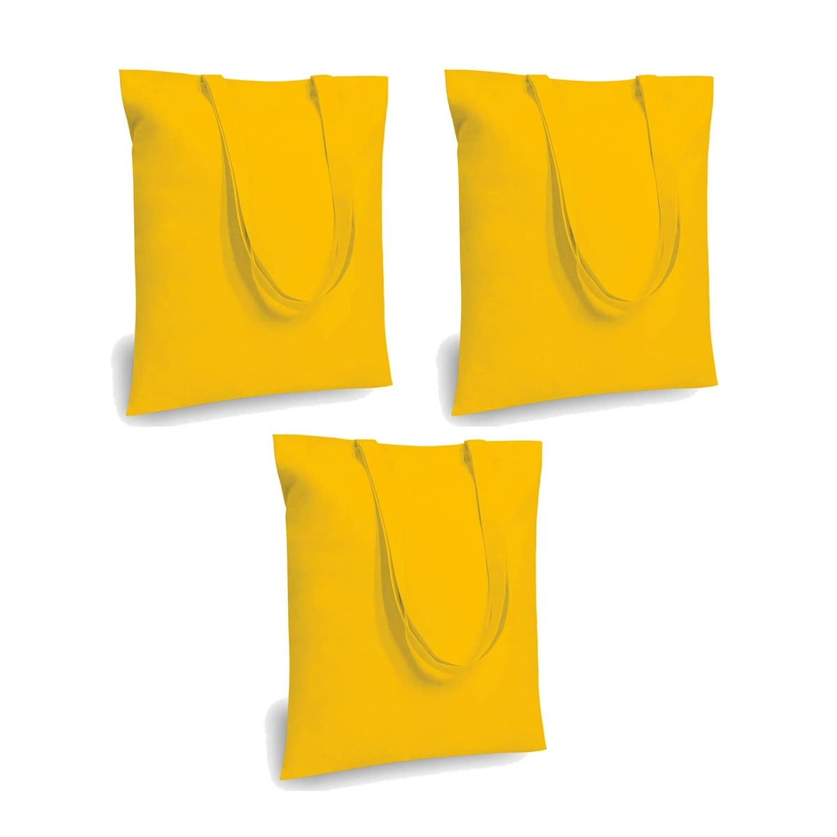 Lify Cotton Canvas Tote Bags Bulk Shopping Bag for Crafts, DIY Reusable Grocery Bag, 14 X 16 Inch – 3 Piece Pack (Yellow- 3Pcs, 14’’ (35.56 CM) x 16’’ (40.64 CM))