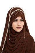 AL NOOR HIJAB Women's Pearl Chain Stone Hijab Scarf WIth Chiffon Dupatta