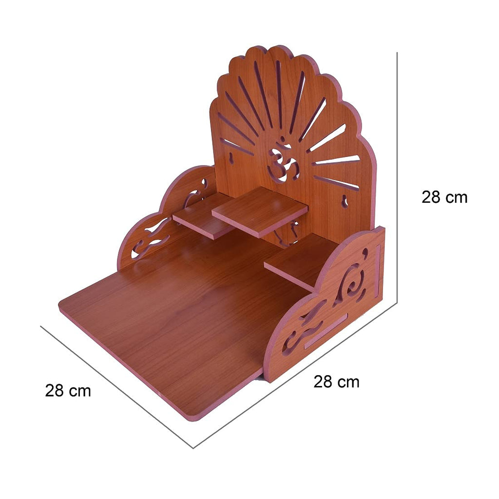 PRIMEFAIR Handmade Beautiful Wooden Temple/Home Temple/Puja Mandir/Wall Hanging and Table Top Home Mandir Temple/Home Art & Craft Engineered Wood Home Wall Temple (BROWN-398)