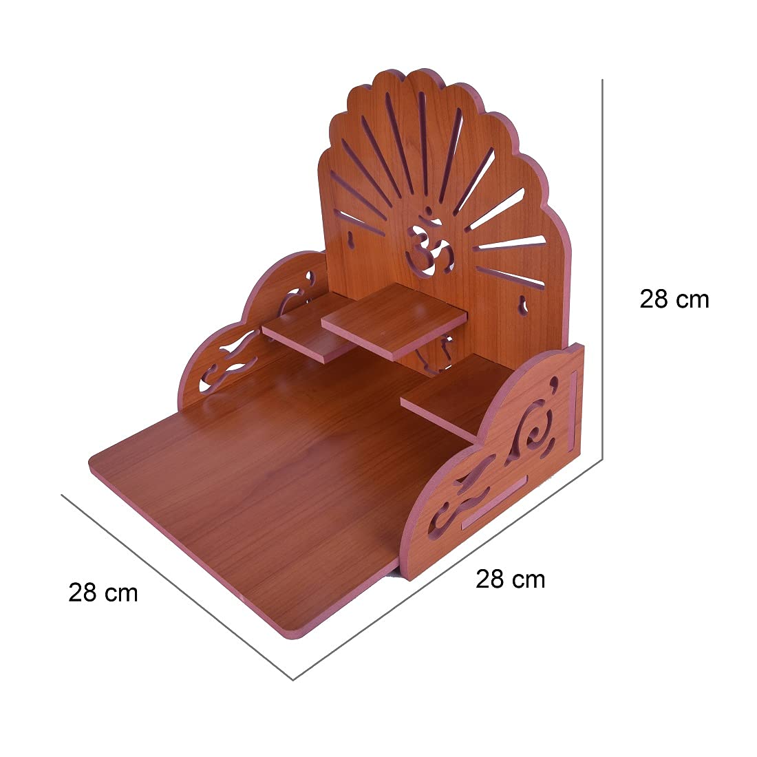PRIMEFAIR Handmade Beautiful Wooden Temple/Home Temple/Puja Mandir/Wall Hanging and Table Top Home Mandir Temple/Home Art & Craft Engineered Wood Home Wall Temple (BROWN-398)