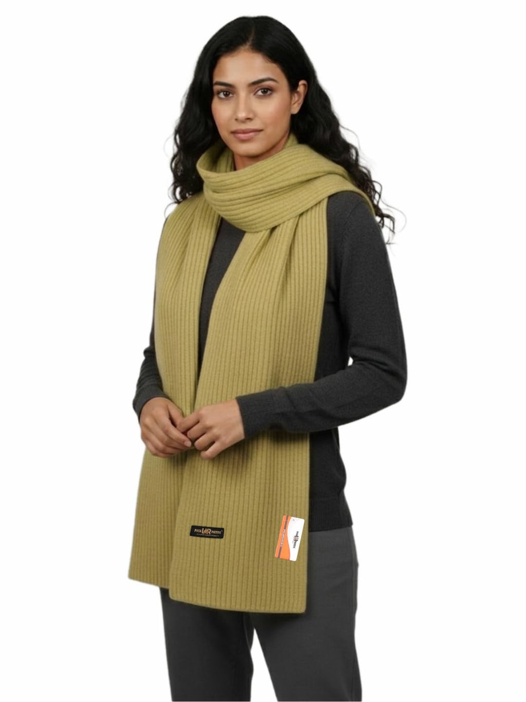 Pick Ur Needs Ultra Soft Ribbed Knit Muffler for Women Warm Winter Woolen Scarf Cozy Lightweight Neck Warmer for Casual & Outdoor Use (Light Green)