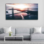 VIBECRAFTS Canvas Paintings for Living Room Drawing Room Bridge In Sunset Canvas Wall Painting Fitted With Wooden Frame for Home | Office | Gift (PTVCH_2418)